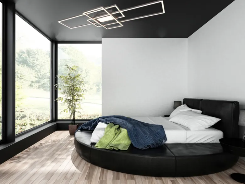 Große LED Deckenleuchte CANTA hell mit 6.600 Lumen, dimmbar, Silber Breite 105cm