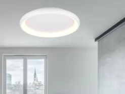 Große LED Deckenleuchte CARDONA hell & dimmbar über Schalter, Weiß rund Ø 75cm