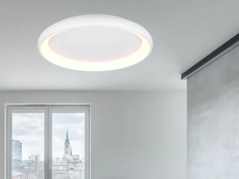 Große LED Deckenleuchte CARDONA hell & dimmbar über Schalter, Weiß rund Ø 75cm