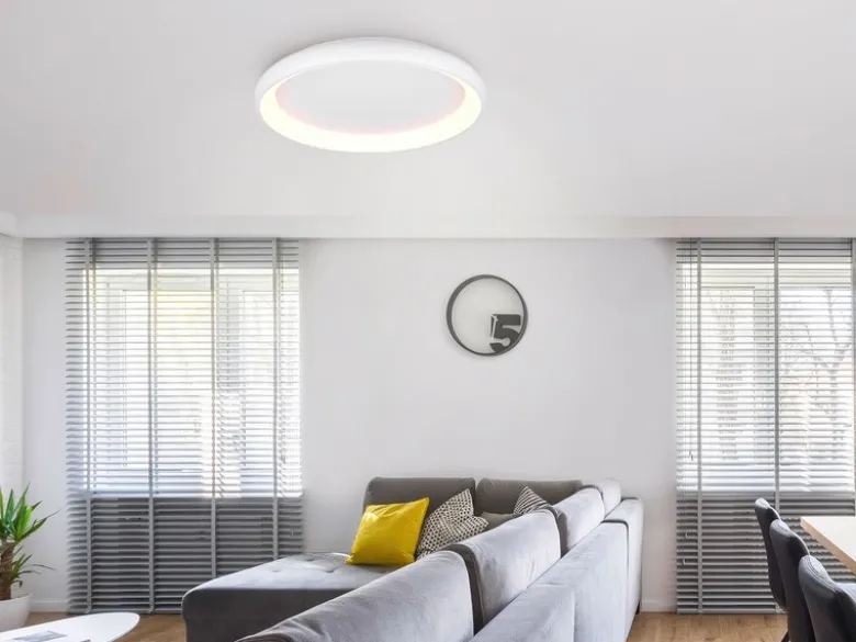 Große LED Deckenleuchte CARDONA hell & dimmbar über Schalter, Weiß rund Ø 75cm
