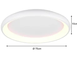 Große LED Deckenleuchte CARDONA hell & dimmbar über Schalter, Weiß rund Ø 75cm