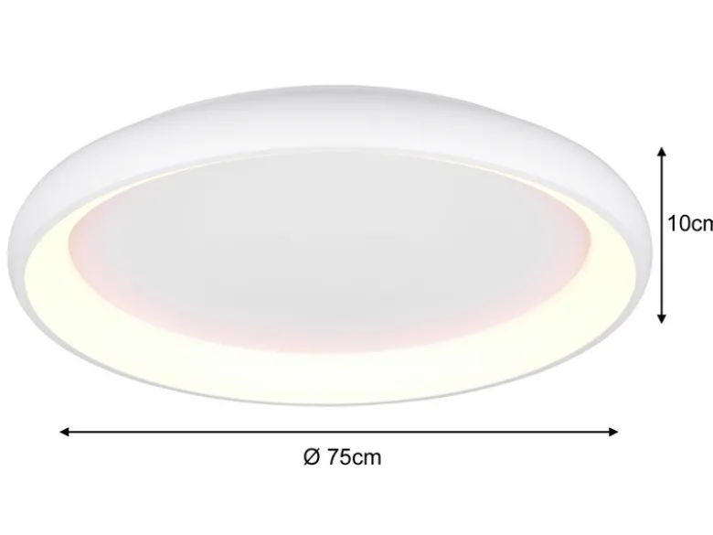 Große LED Deckenleuchte CARDONA hell & dimmbar über Schalter, Weiß rund Ø 75cm