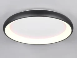 Große LED Deckenleuchte CARDONA hell, dimmbar über Schalter, Schwarz rund Ø 75cm