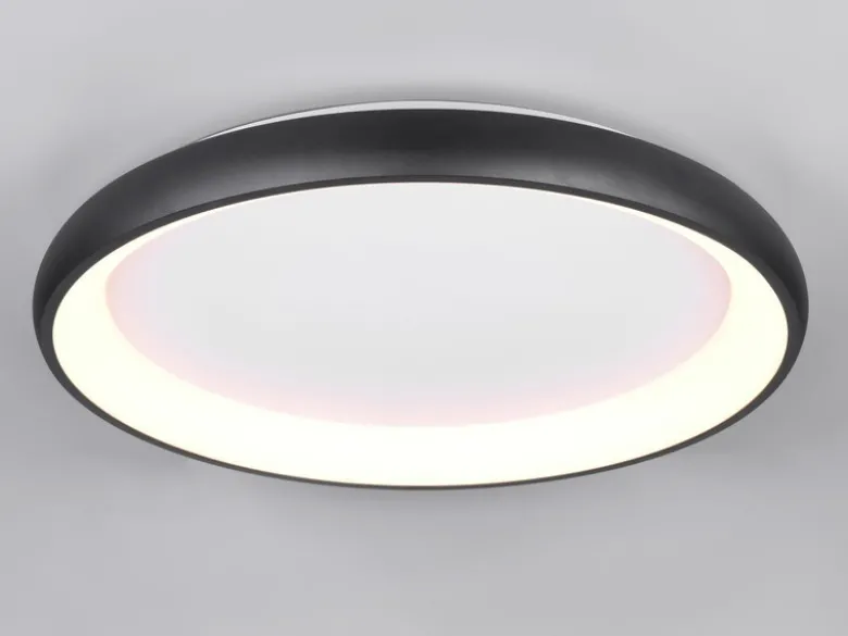 Große LED Deckenleuchte CARDONA hell, dimmbar über Schalter, Schwarz rund Ø 75cm