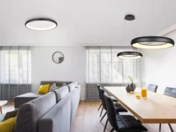 Große LED Deckenleuchte CARDONA hell, dimmbar über Schalter, Schwarz rund Ø 75cm
