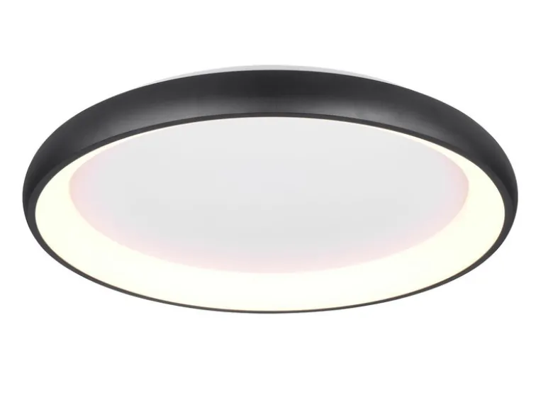 Große LED Deckenleuchte CARDONA hell, dimmbar über Schalter, Schwarz rund Ø 75cm