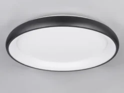Große LED Deckenleuchte CARDONA hell, dimmbar über Schalter, Schwarz rund Ø 75cm