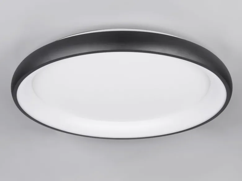 Große LED Deckenleuchte CARDONA hell, dimmbar über Schalter, Schwarz rund Ø 75cm