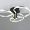 Große LED Deckenleuchte CARUSO Schwarz Silber dimmbar über Lichtschalter, Ø 65cm