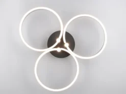 Große LED Deckenleuchte CARUSO Schwarz Silber dimmbar über Lichtschalter, Ø 65cm