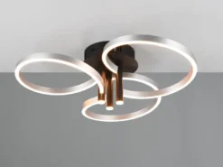 Große LED Deckenleuchte CARUSO Schwarz Silber dimmbar über Lichtschalter, Ø 65cm