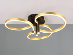 Große LED Deckenleuchte CARUSO Schwarz Gold dimmbar über Lichtschalter, Ø 65cm