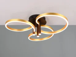 Große LED Deckenleuchte CARUSO Schwarz Gold dimmbar über Lichtschalter, Ø 65cm