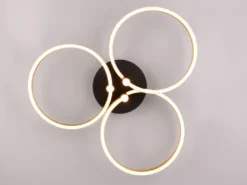 Große LED Deckenleuchte CARUSO Schwarz Gold dimmbar über Lichtschalter, Ø 65cm