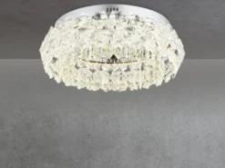 Große LED Deckenleuchte DIANN mit Glaskristallen in Blütenoptik, Ø 50cm