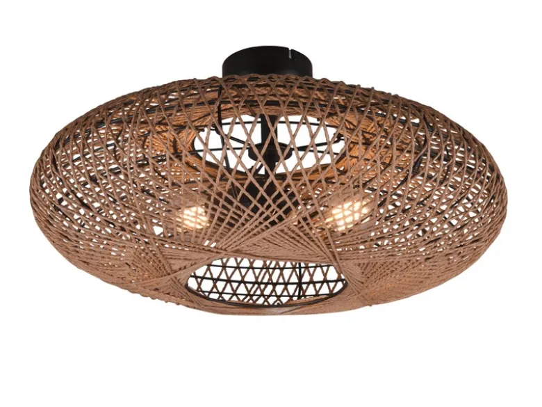 Große LED Deckenleuchte 2 flammig Korbgeflecht aus Sisal, Ø 52cm