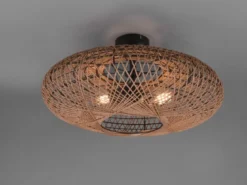 Große LED Deckenleuchte 2 flammig Korbgeflecht aus Sisal, Ø 52cm
