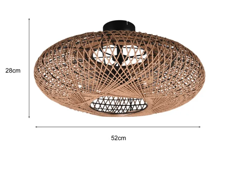 Große LED Deckenleuchte 2 flammig Korbgeflecht aus Sisal, Ø 52cm
