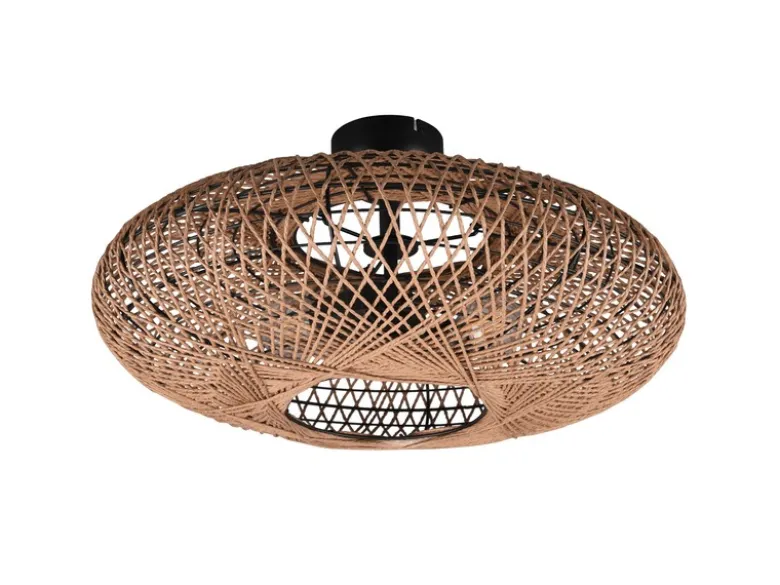 Große LED Deckenleuchte 2 flammig Korbgeflecht aus Sisal, Ø 52cm