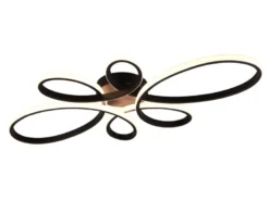 Große LED Deckenleuchte FLY geschwungen Schwarz, Breite 83cm