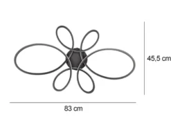 Große LED Deckenleuchte FLY geschwungen Schwarz, Breite 83cm