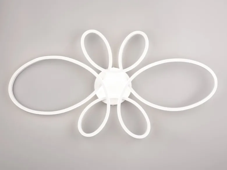Große LED Deckenleuchte FLY geschwungen Weiß, Breite 83cm