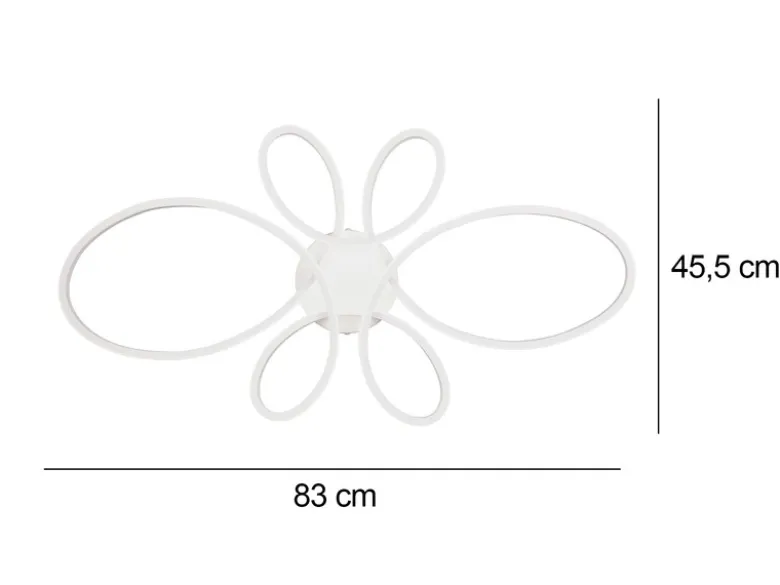Große LED Deckenleuchte FLY geschwungen Weiß, Breite 83cm