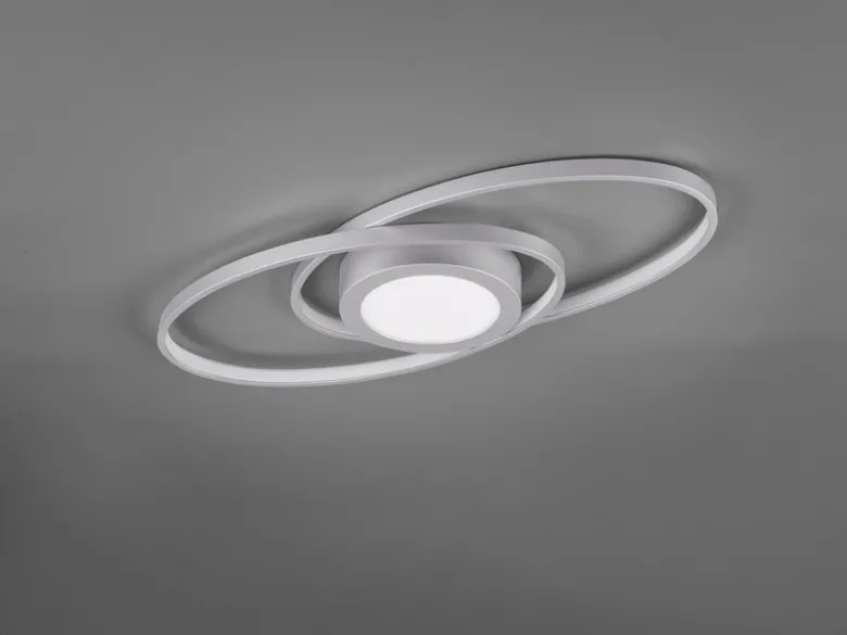 Große LED Deckenleuchte GALAXY Silber, dimmbar über Schalter, Breite 57cm