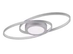 Große LED Deckenleuchte GALAXY Silber, dimmbar über Schalter, Breite 57cm