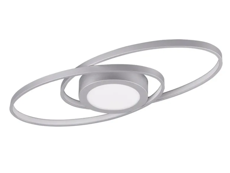 Große LED Deckenleuchte GALAXY Silber, dimmbar über Schalter, Breite 57cm