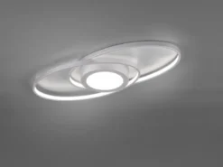 Große LED Deckenleuchte GALAXY Silber, dimmbar über Schalter, Breite 57cm