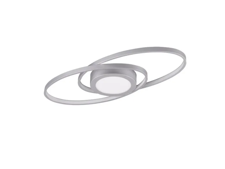 Große LED Deckenleuchte GALAXY Silber, dimmbar über Schalter, Breite 57cm