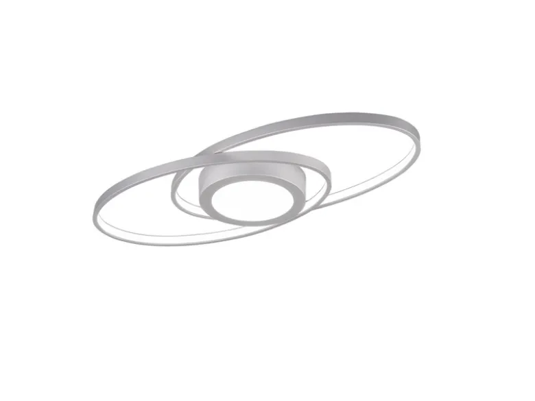 Große LED Deckenleuchte GALAXY Silber, dimmbar über Schalter, Breite 57cm