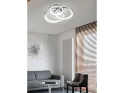 Große LED Deckenleuchte GRANADA 3 Ringe Schwarz Gold, dimmbar, Breite 71,5cm