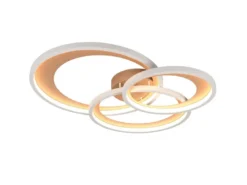 Große LED Deckenleuchte GRANADA 3 Ringe Grau Coffee, dimmbar, Breite 71,5cm