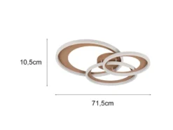 Große LED Deckenleuchte GRANADA 3 Ringe Grau Coffee, dimmbar, Breite 71,5cm
