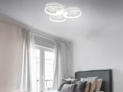 Große LED Deckenleuchte GROOVY Weiß mit 3 Stufen Dimmer, Ø 62cm