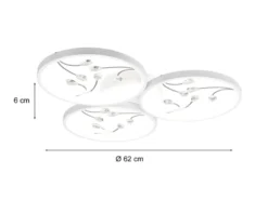 Große LED Deckenleuchte GROOVY Weiß mit 3 Stufen Dimmer, Ø 62cm