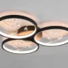 Große LED Deckenleuchte GROOVY Schwarz mit 3 Stufen Dimmer, Ø 62cm