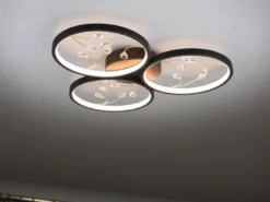 Große LED Deckenleuchte GROOVY Schwarz mit 3 Stufen Dimmer, Ø 62cm