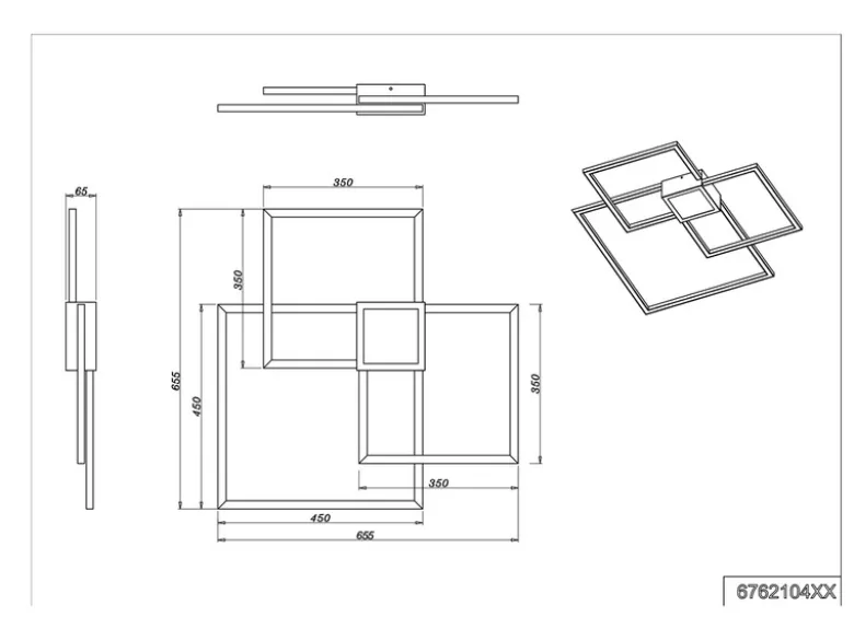 Große LED Deckenleuchte HYDRA dimmbar & extra flach, Silber, Breite 65cm