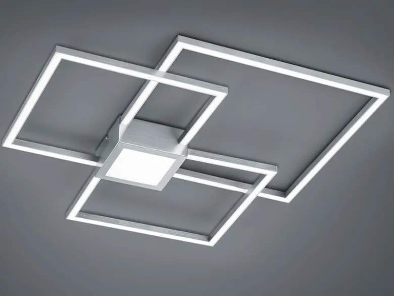Große LED Deckenleuchte HYDRA dimmbar & extra flach, Silber, Breite 65cm