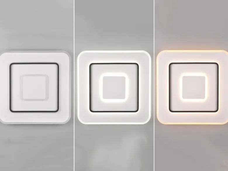 Große LED Deckenleuchte JORA flach & hell, mit Fernbedienung dimmbar 60 x 60cm