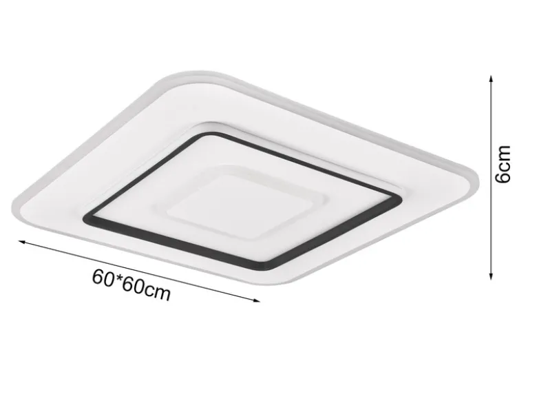 Große LED Deckenleuchte JORA flach & hell, mit Fernbedienung dimmbar 60 x 60cm