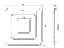 Große LED Deckenleuchte JORA flach & hell, mit Fernbedienung dimmbar 60 x 60cm