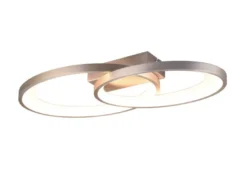 Große LED Deckenleuchte MALAGA 2 Ringe Silber, Breite 57cm