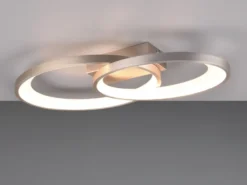 Große LED Deckenleuchte MALAGA 2 Ringe Silber, Breite 57cm