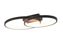 Große LED Deckenleuchte MALAGA 2 Ringe Schwarz, Breite 57cm