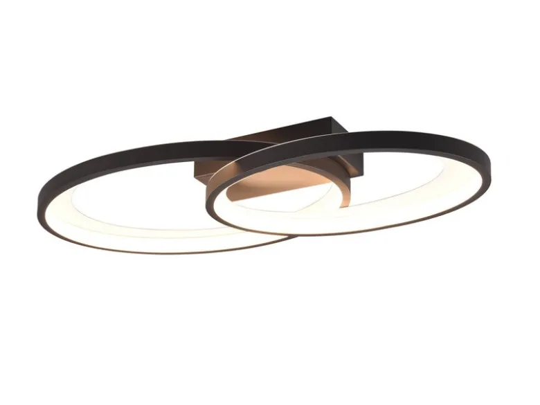 Große LED Deckenleuchte MALAGA 2 Ringe Schwarz, Breite 57cm