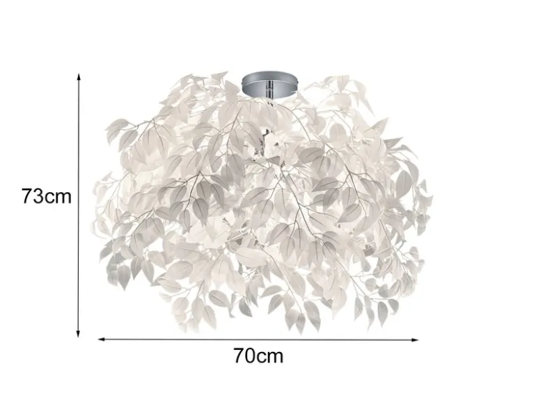 Große LED Deckenleuchte mit Blätter Lampenschirm Weiß Ø 70cm